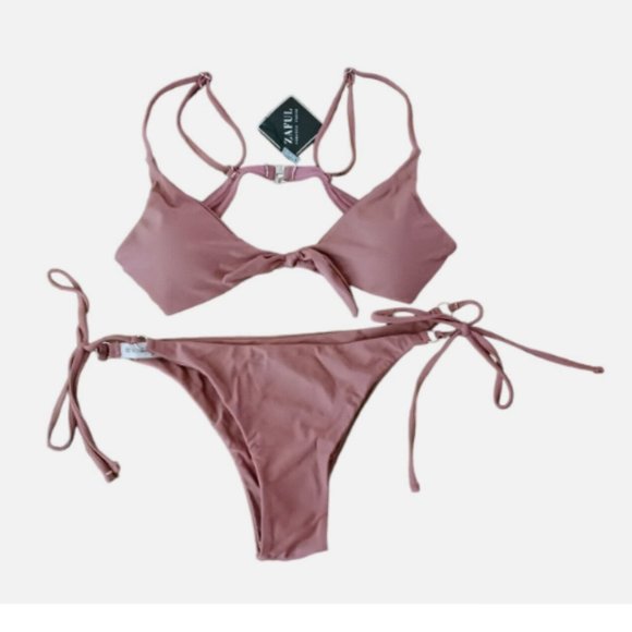 ZAFUL Forever Young 2 Piece Swimsuit Womens Size LARGE / 8 US Bikini 2 pcs NEW - Picture 1 of 6